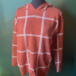 Quality Butnt Orange Plaid Hoodie